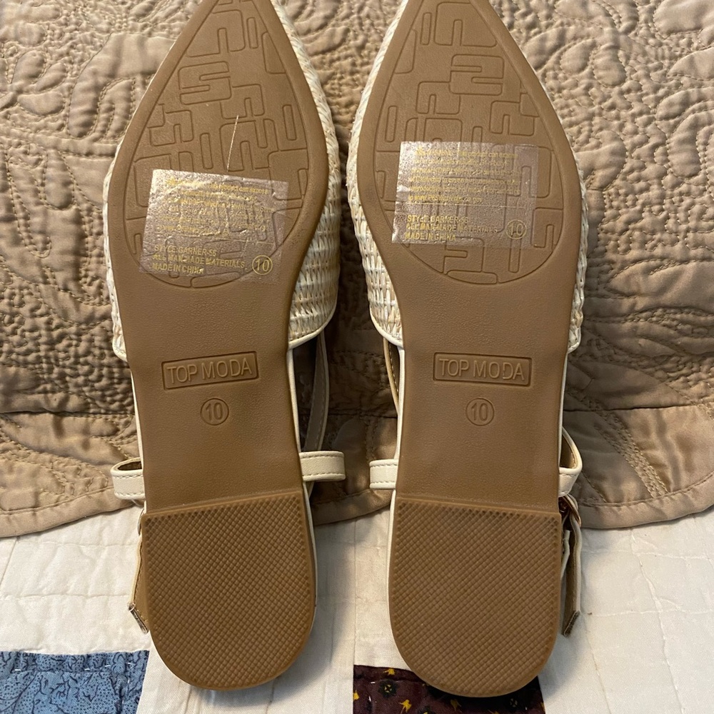 TOP Moda Women's Tan Pointed Slingback Flats - Picture 8 of 8